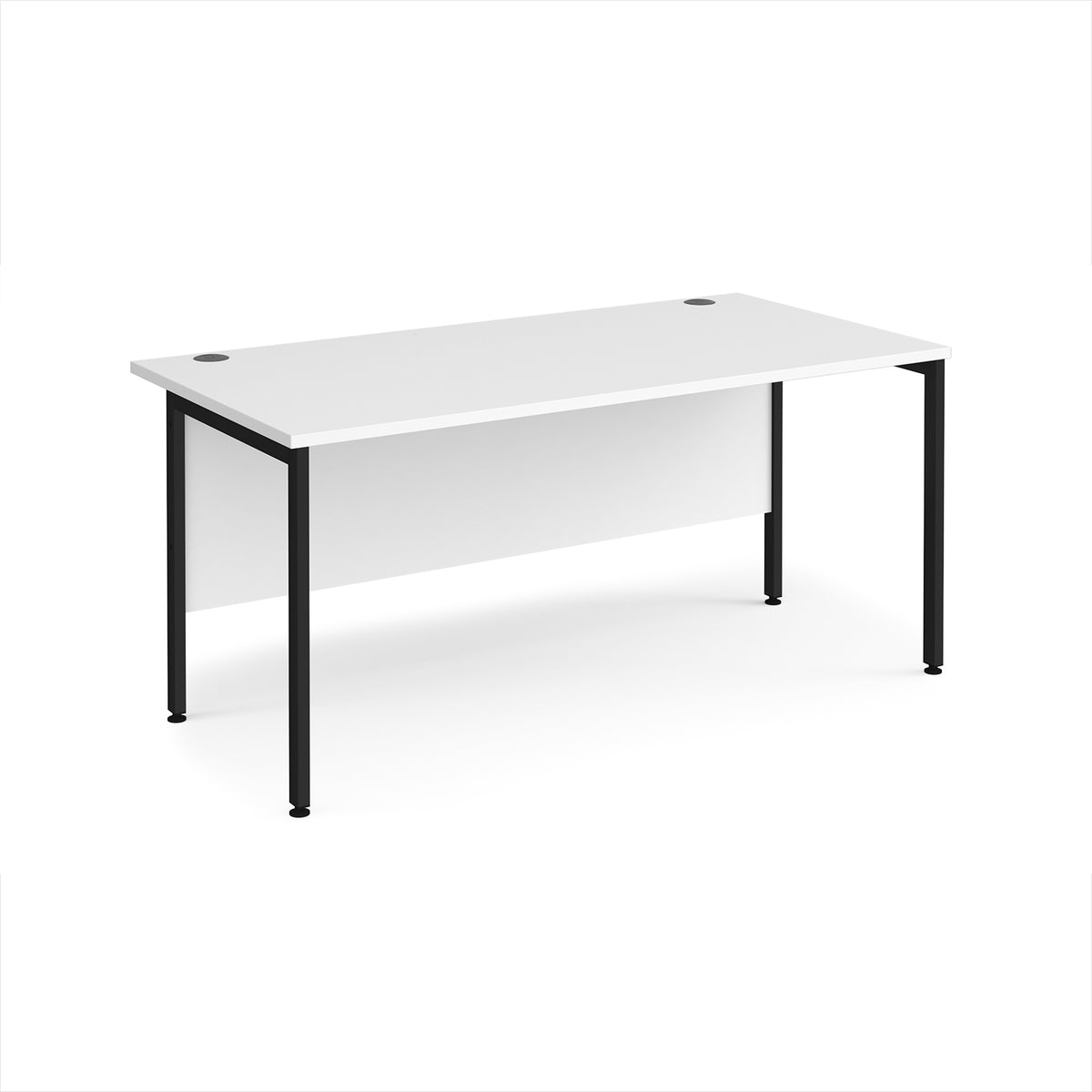 Maestro 25 straight desk 1600mm x 800mm - black H-frame leg, White Top - view 1