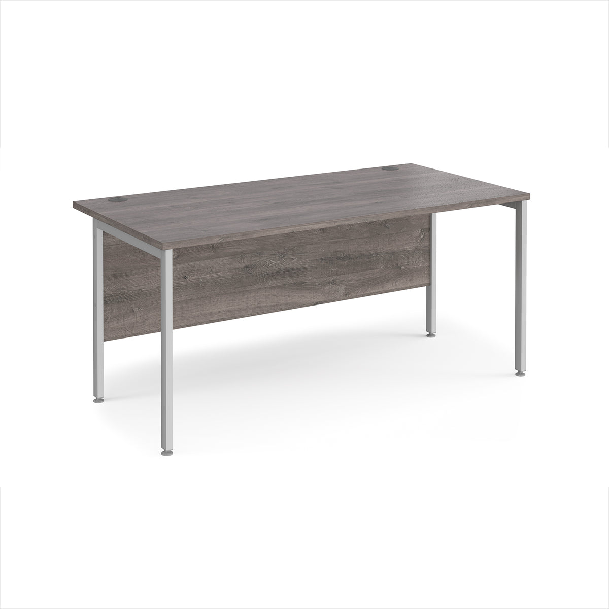 Maestro 25 straight desk 1600mm x 800mm - silver H-frame leg, Grey Oak Top - view 1