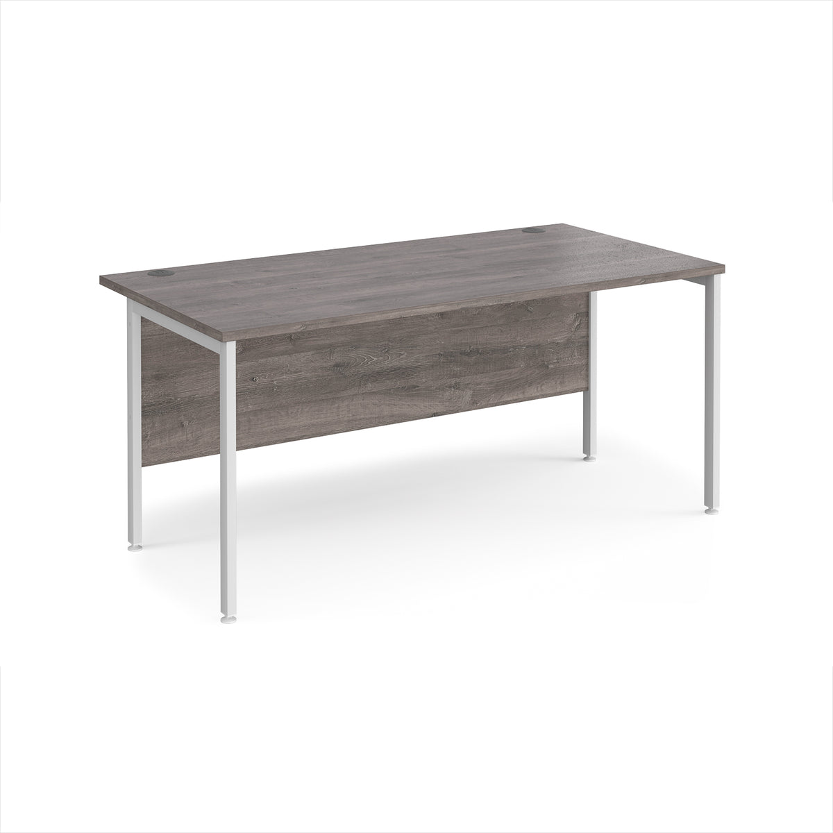 Maestro 25 straight desk 1600mm x 800mm - white H-frame leg, Grey Oak Top - view 1