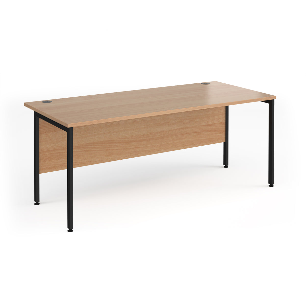 Maestro 25 straight desk 1800mm x 800mm - black H-frame leg, Beech top - view 1
