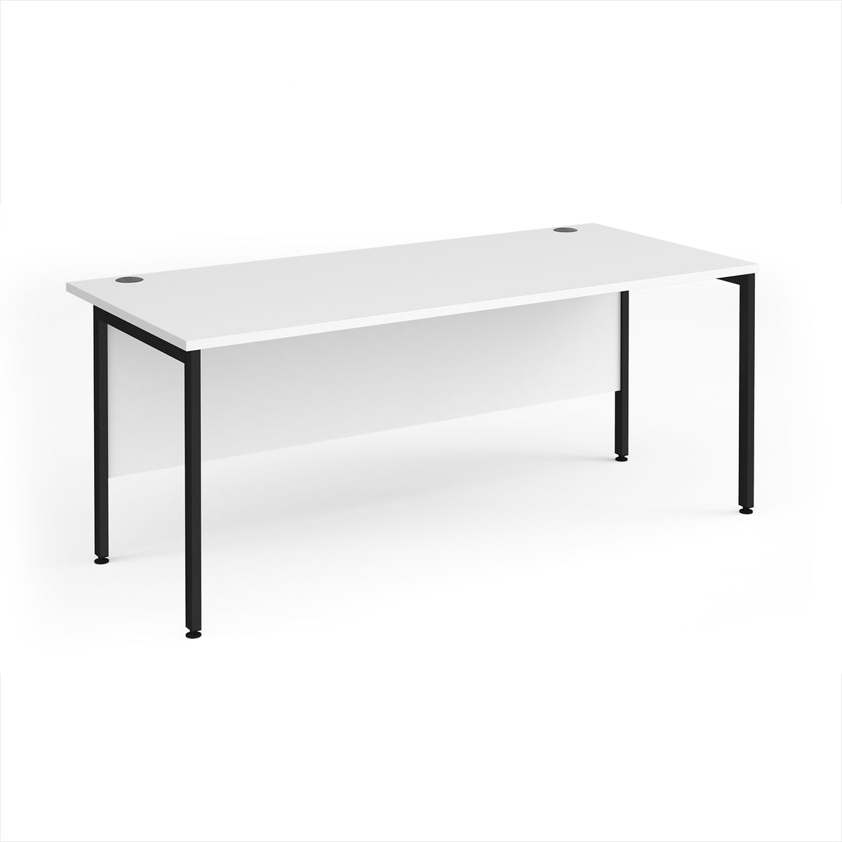Maestro 25 straight desk 1800mm x 800mm - black H-frame leg, White Top - view 1