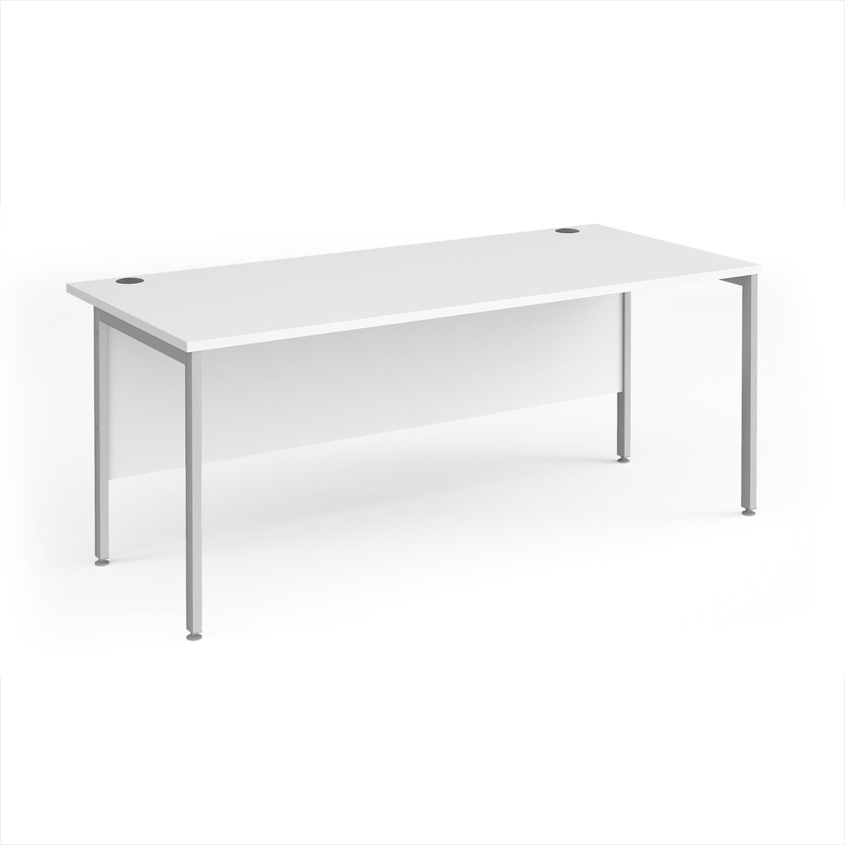 Maestro 25 straight desk 1800mm x 800mm - silver H-frame leg, White Top - view 1