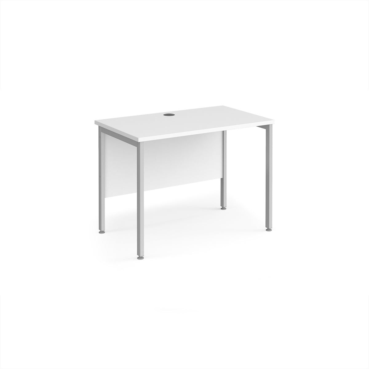 Maestro 25 straight desk 1000mm x 600mm - silver H-frame leg, White Top - view 1