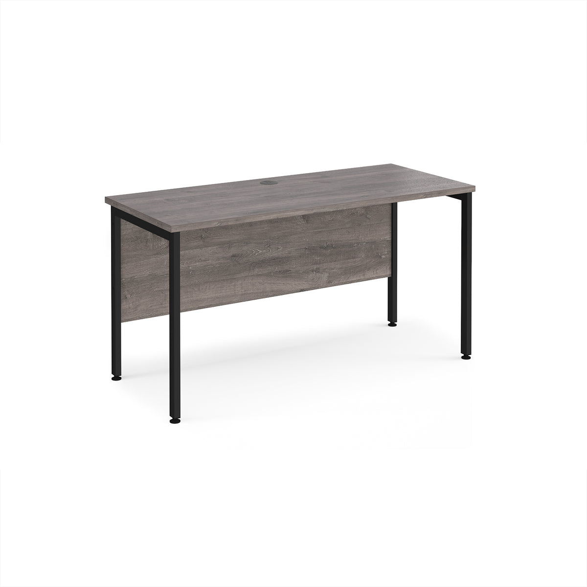 Maestro 25 straight desk 1400mm x 600mm - black H-frame leg, Grey Oak Top - view 1