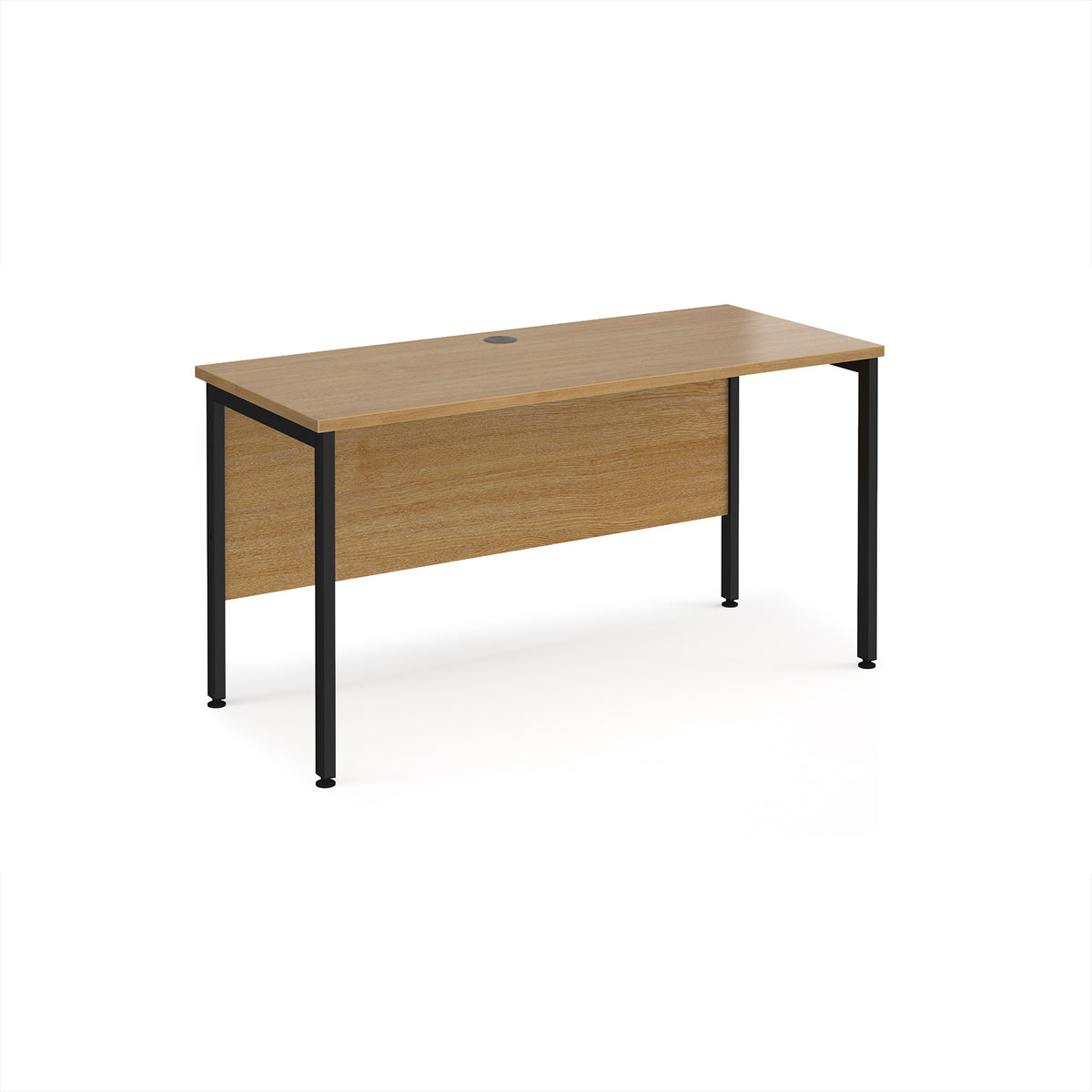 Maestro 25 straight desk 1400mm x 600mm - black H-frame leg, Oak Top - view 1