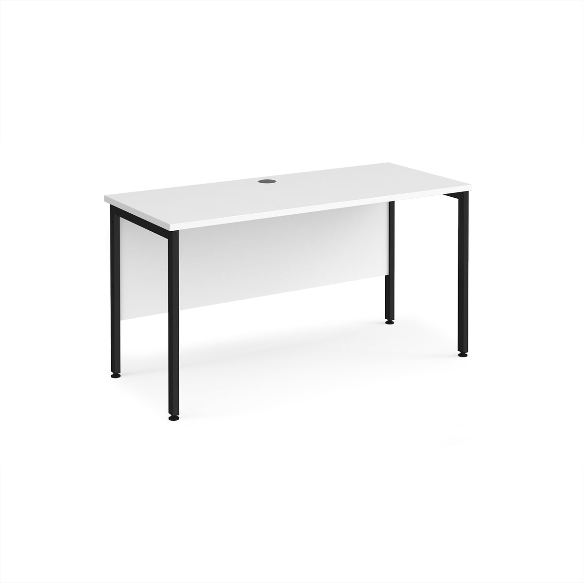 Maestro 25 straight desk 1400mm x 600mm - black H-frame leg, White Top - view 1
