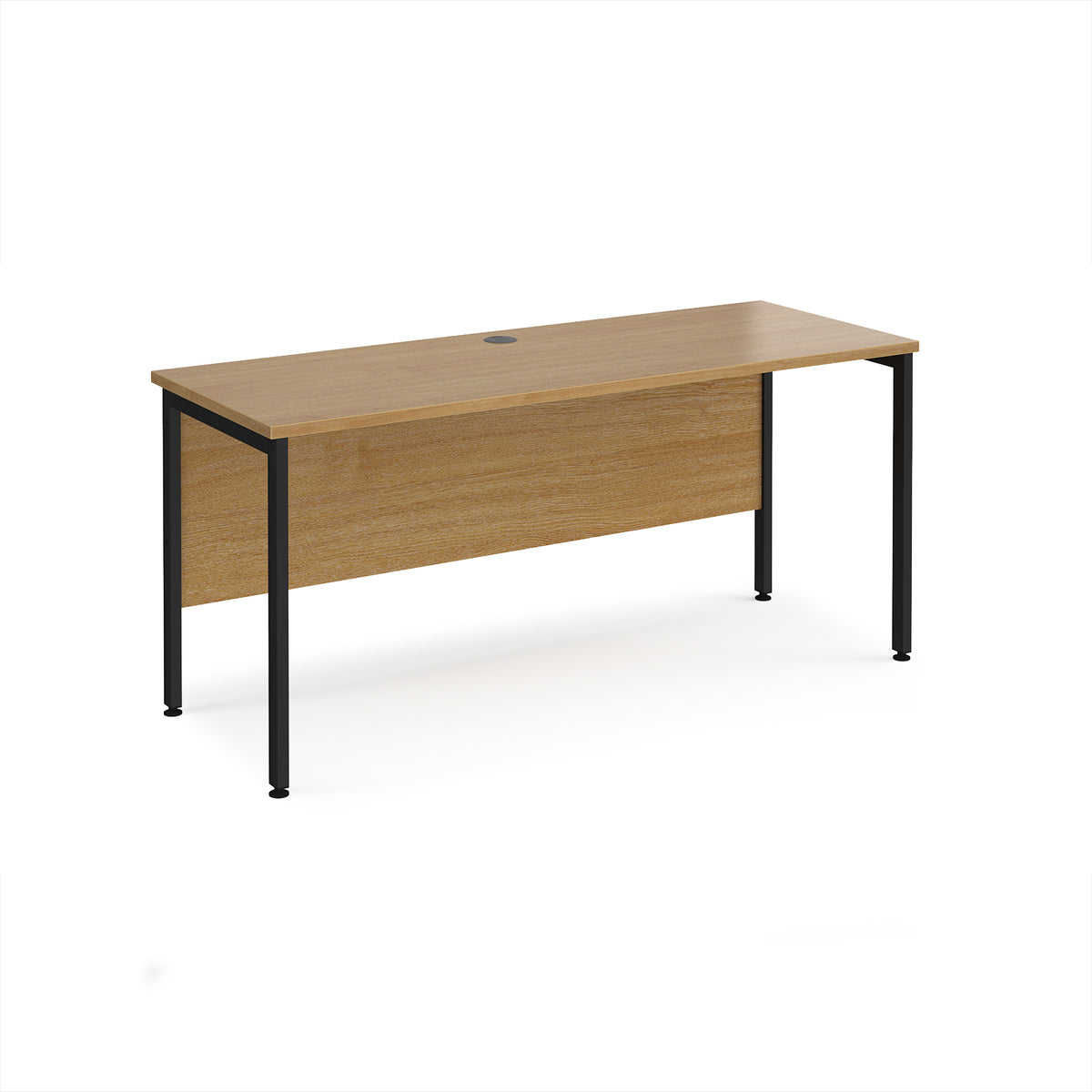 Maestro 25 straight desk 1600mm x 600mm - black H-frame leg, Oak Top - view 1