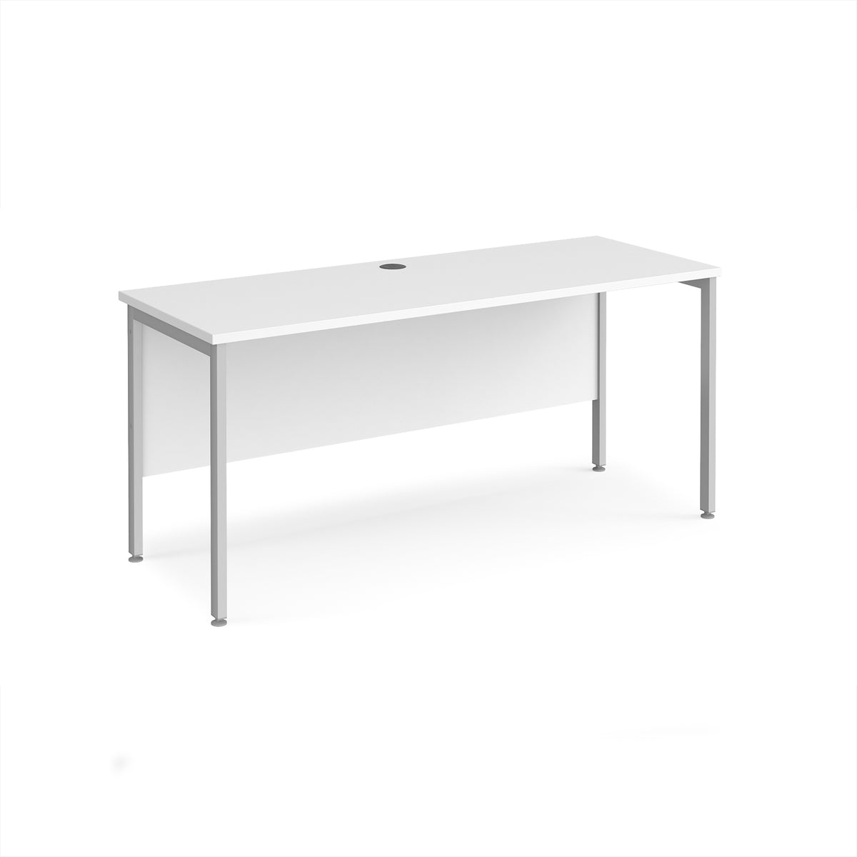Maestro 25 straight desk 1600mm x 600mm - silver H-frame leg, White Top - view 1