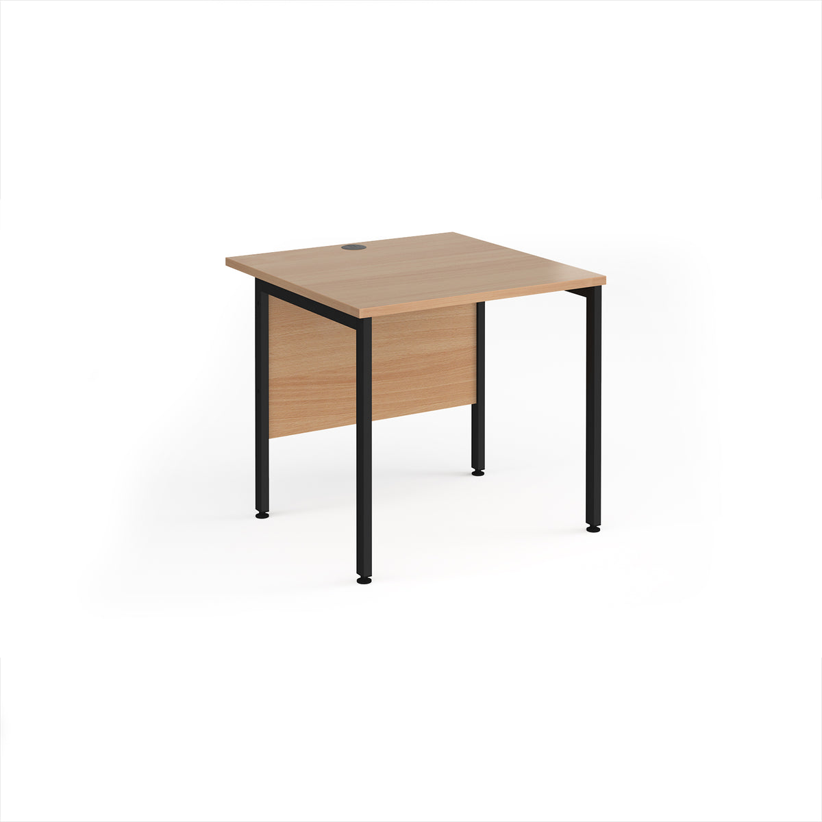 Maestro 25 straight desk 800mm x 800mm - black H-frame leg, Beech top - view 1