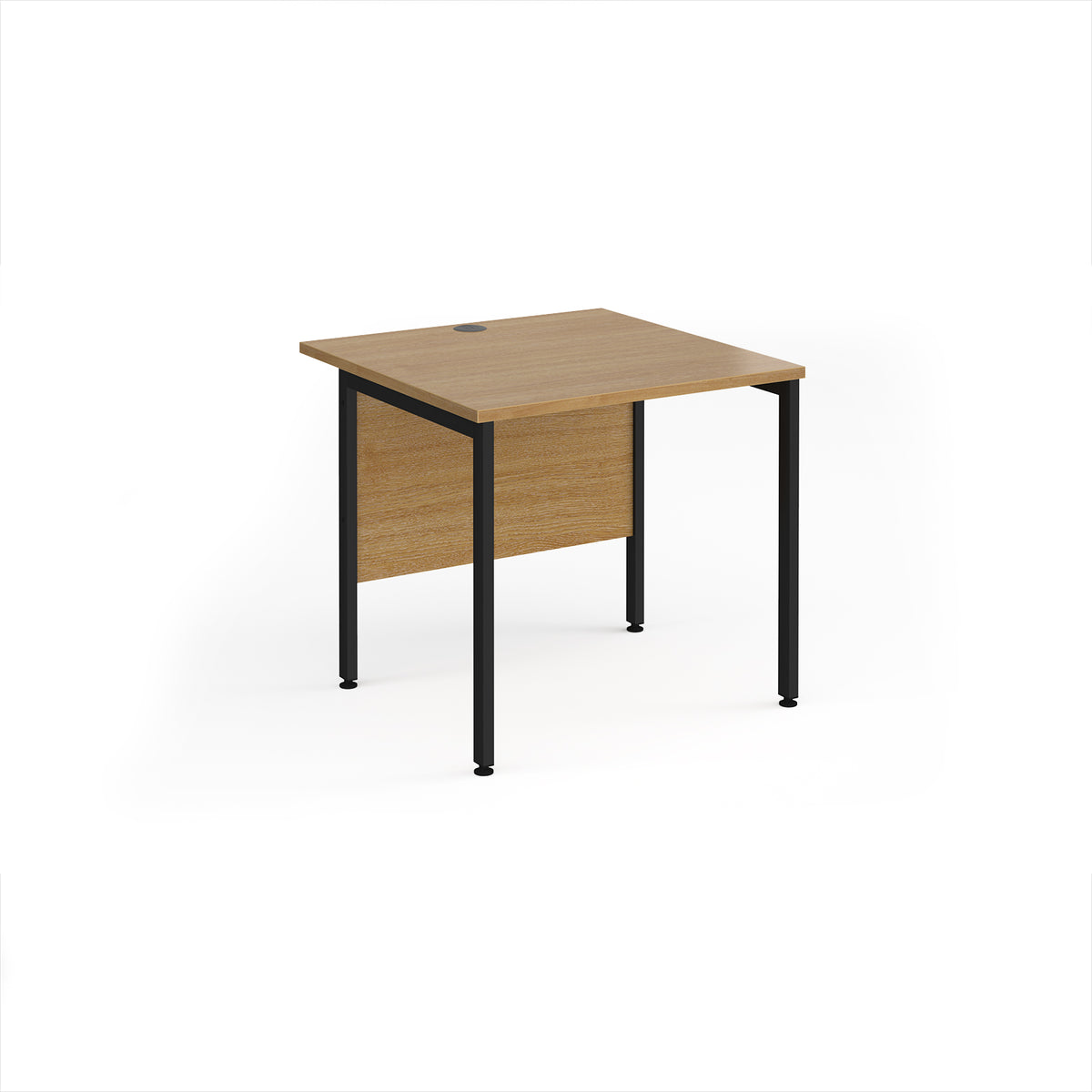 Maestro 25 straight desk 800mm x 800mm - black H-frame leg, Oak Top - view 1