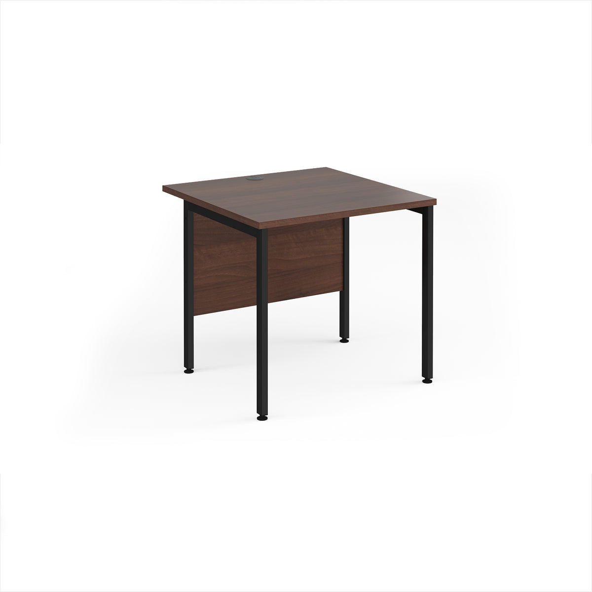 Maestro 25 straight desk 800mm x 800mm - black H-frame leg, Walnut top - view 1