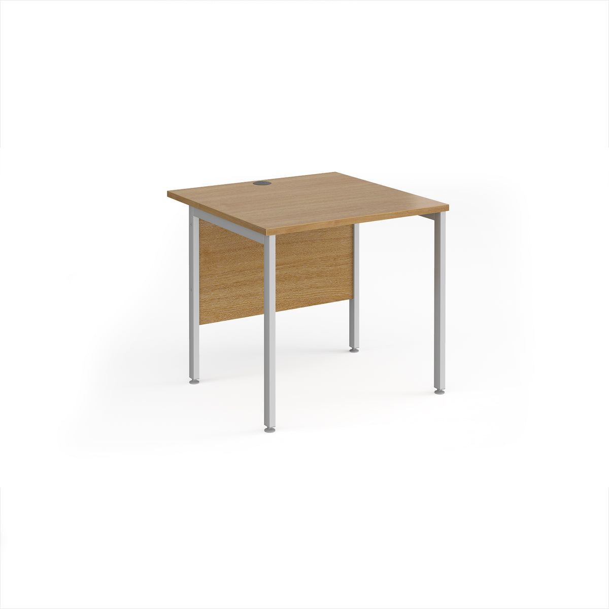 Maestro 25 straight desk 800mm x 800mm - silver H-frame leg, Oak Top - view 1
