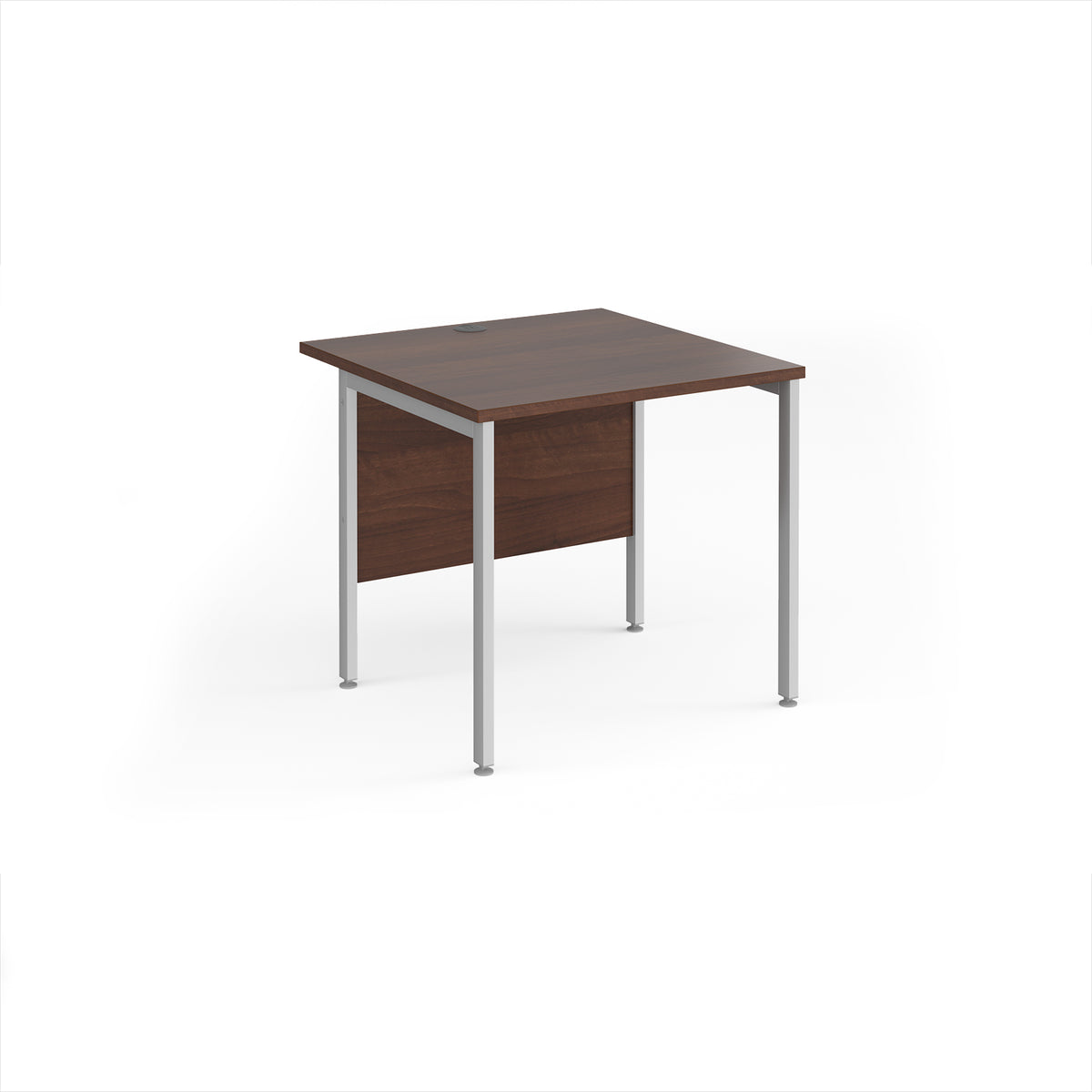 Maestro 25 straight desk 800mm x 800mm - silver H-frame leg, Walnut top - view 1