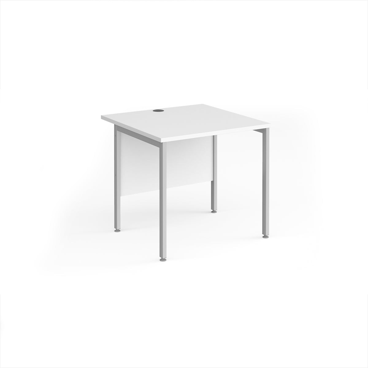 Maestro 25 straight desk 800mm x 800mm - silver H-frame leg, White Top - view 1
