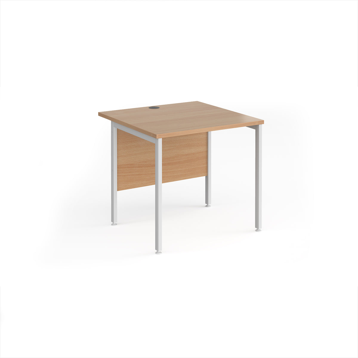 Maestro 25 straight desk 800mm x 800mm - white H-frame leg, Beech top - view 1