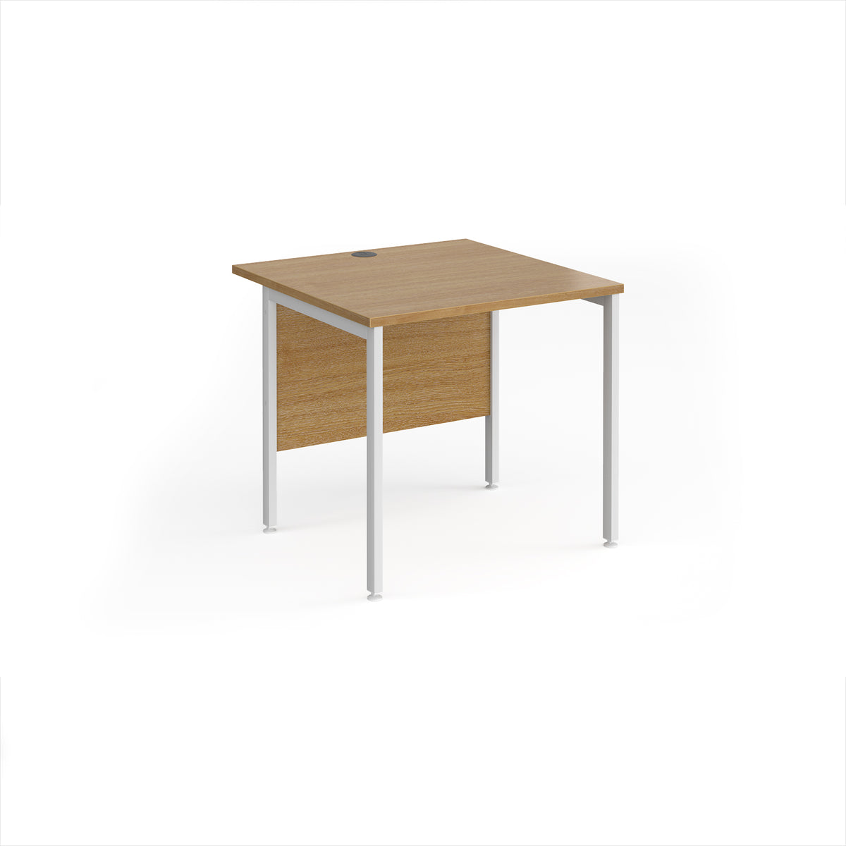 Maestro 25 straight desk 800mm x 800mm - white H-frame leg, Oak Top - view 1