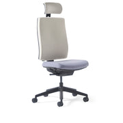 Miku fabric task chairs with integrated seat slide, back height adjustment, synchronised mechanism and head rest - made to order - view 1