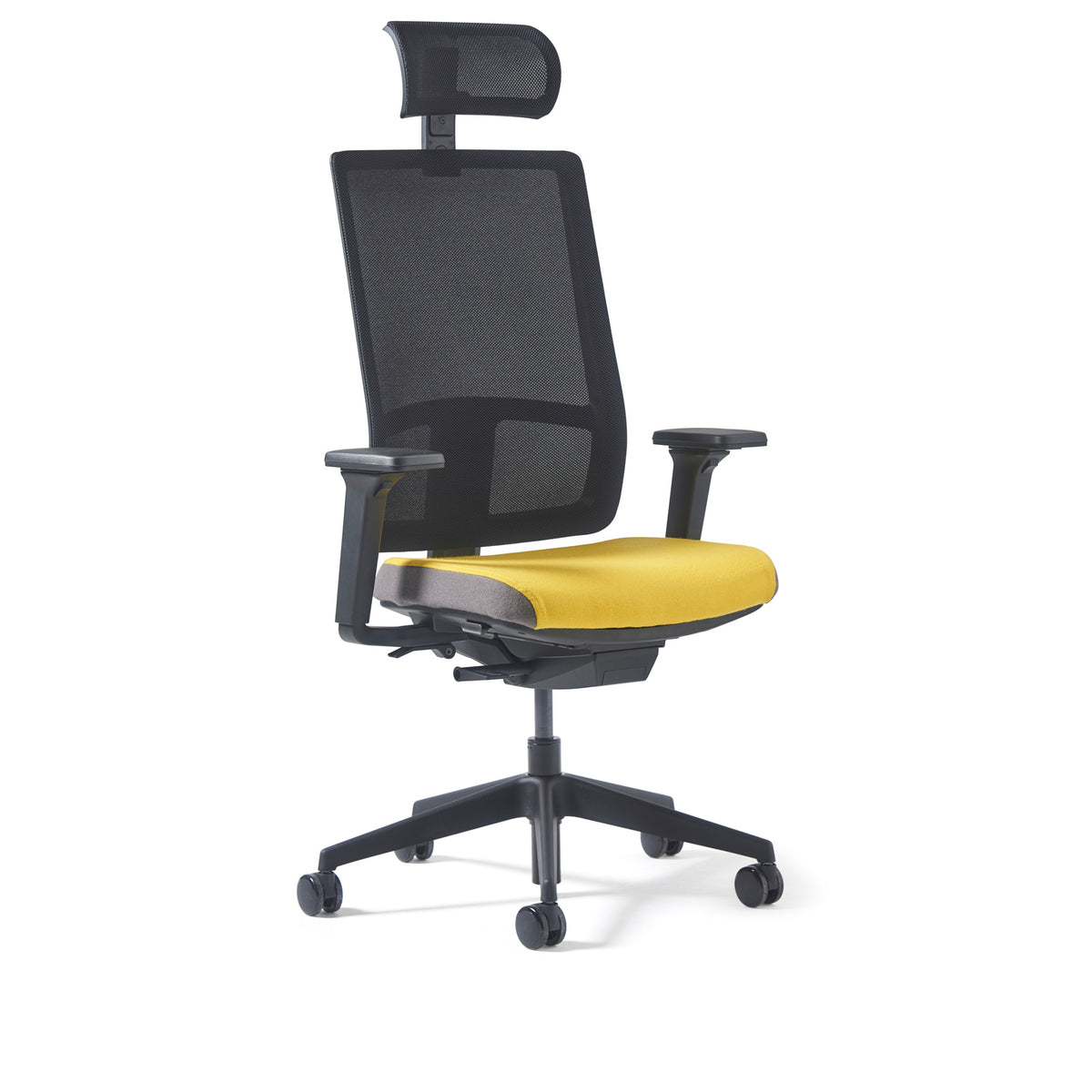 Miku mesh task chairs with integrated seat slide, back height adjustment, synchronised mechanism, head rest and 3D adjustable arms made to order - view 1
