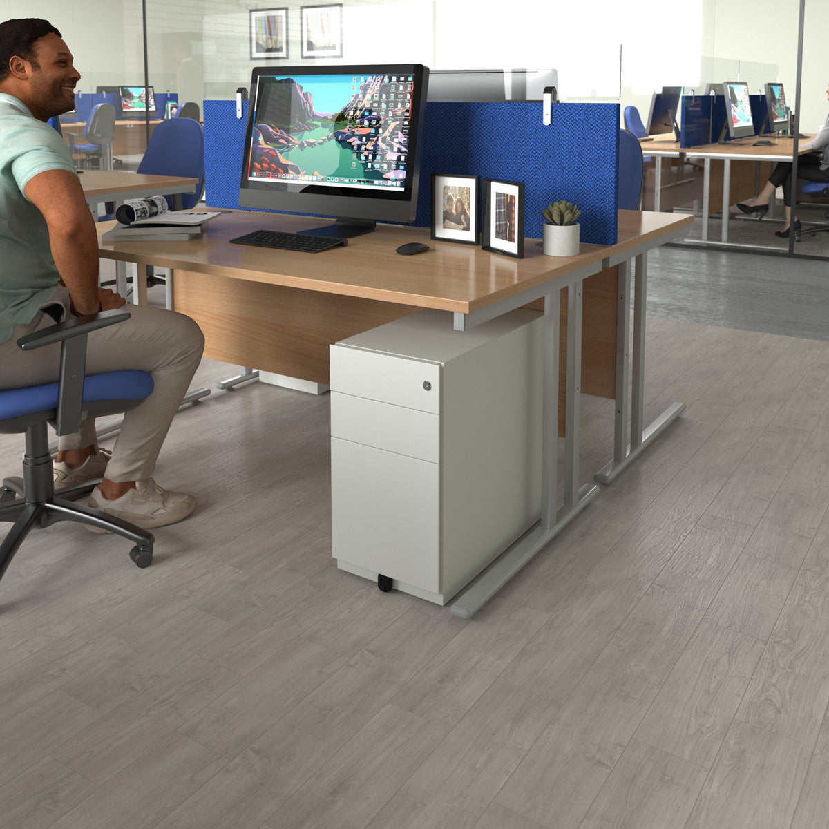 Bisley slimline steel pedestal 300mm wide - goose grey - view 2
