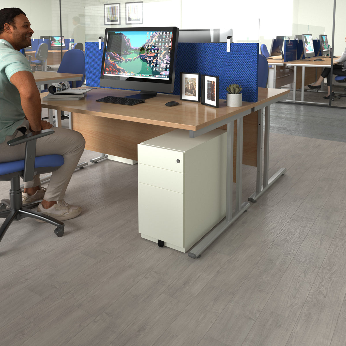 Bisley slimline steel pedestal 300mm wide - white - view 2