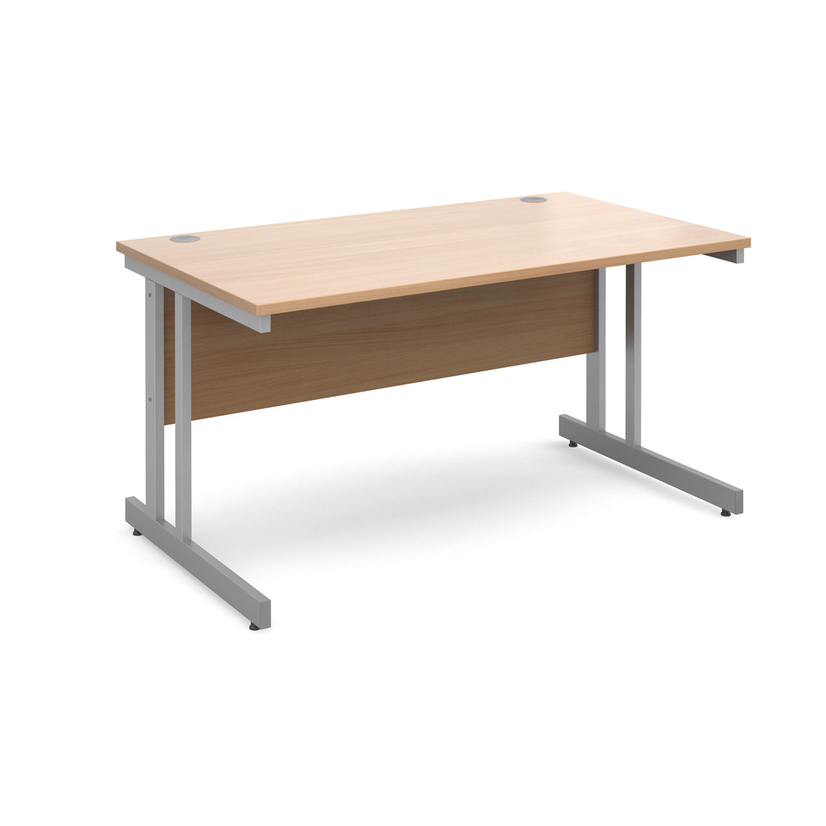 Momento straight desk 1400mm x 800mm - silver cantilever frame, Beech top - view 1