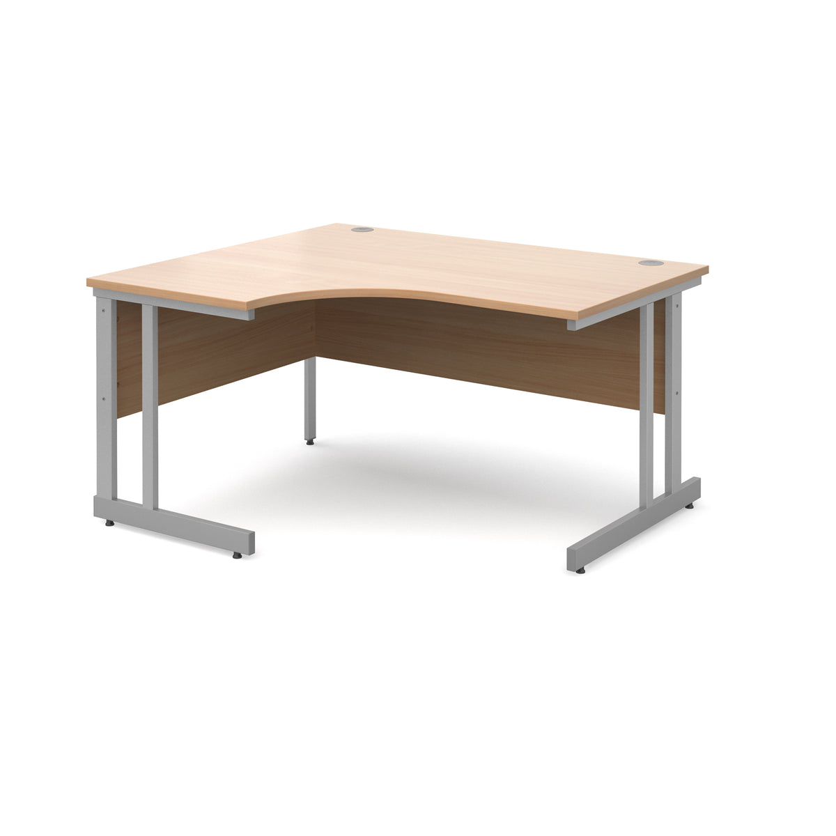 Momento left hand ergonomic desk 1400mm - silver cantilever frame, Beech top - view 1