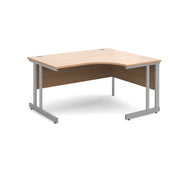 Momento right hand ergonomic desk 1400mm - silver cantilever frame, Beech top - view 1