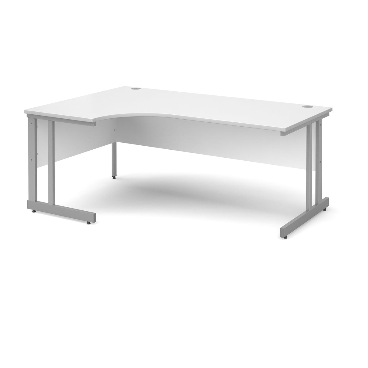 Momento left hand ergonomic desk 1800mm - silver cantilever frame, White Top - view 1