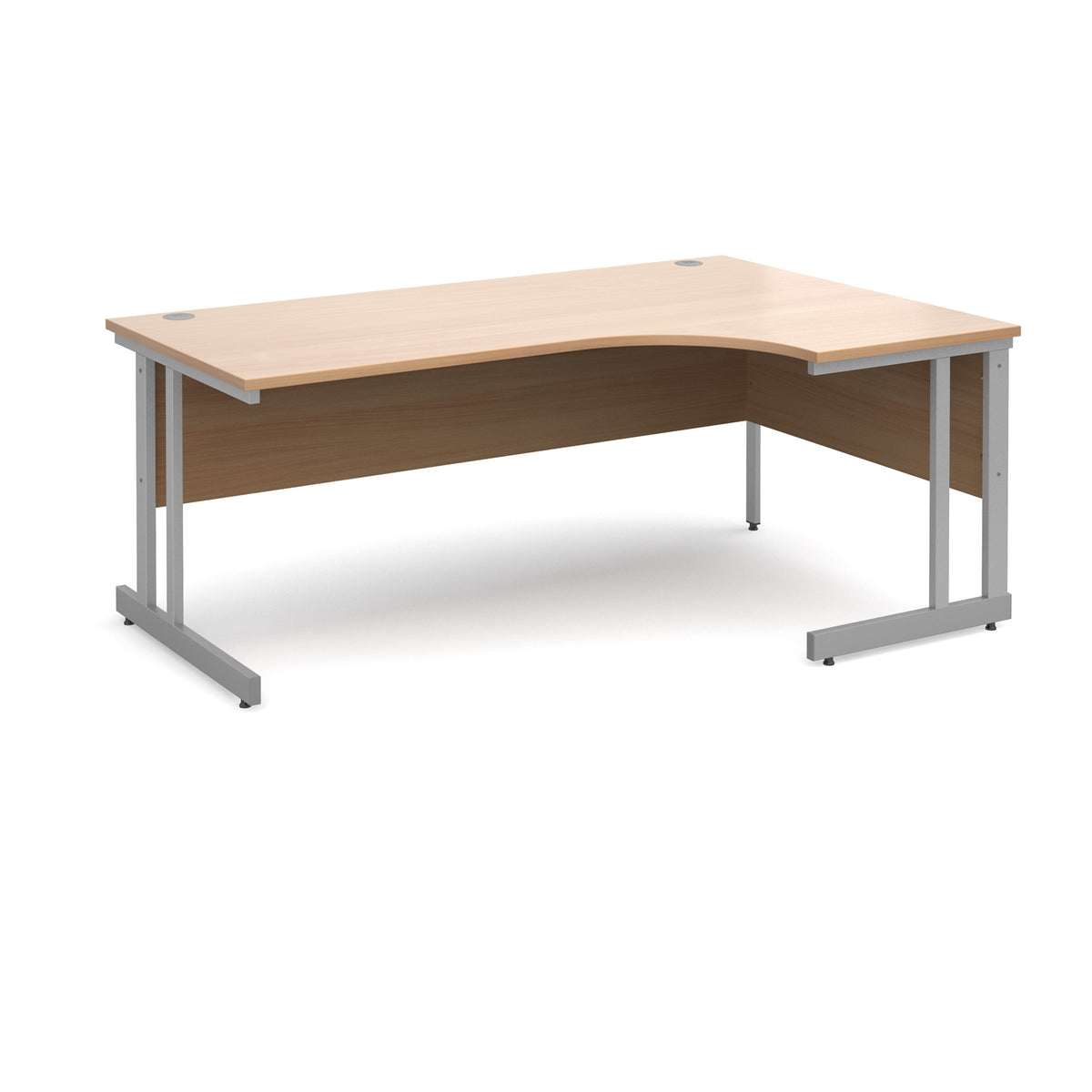 Momento right hand ergonomic desk 1800mm - silver cantilever frame, Beech top - view 1