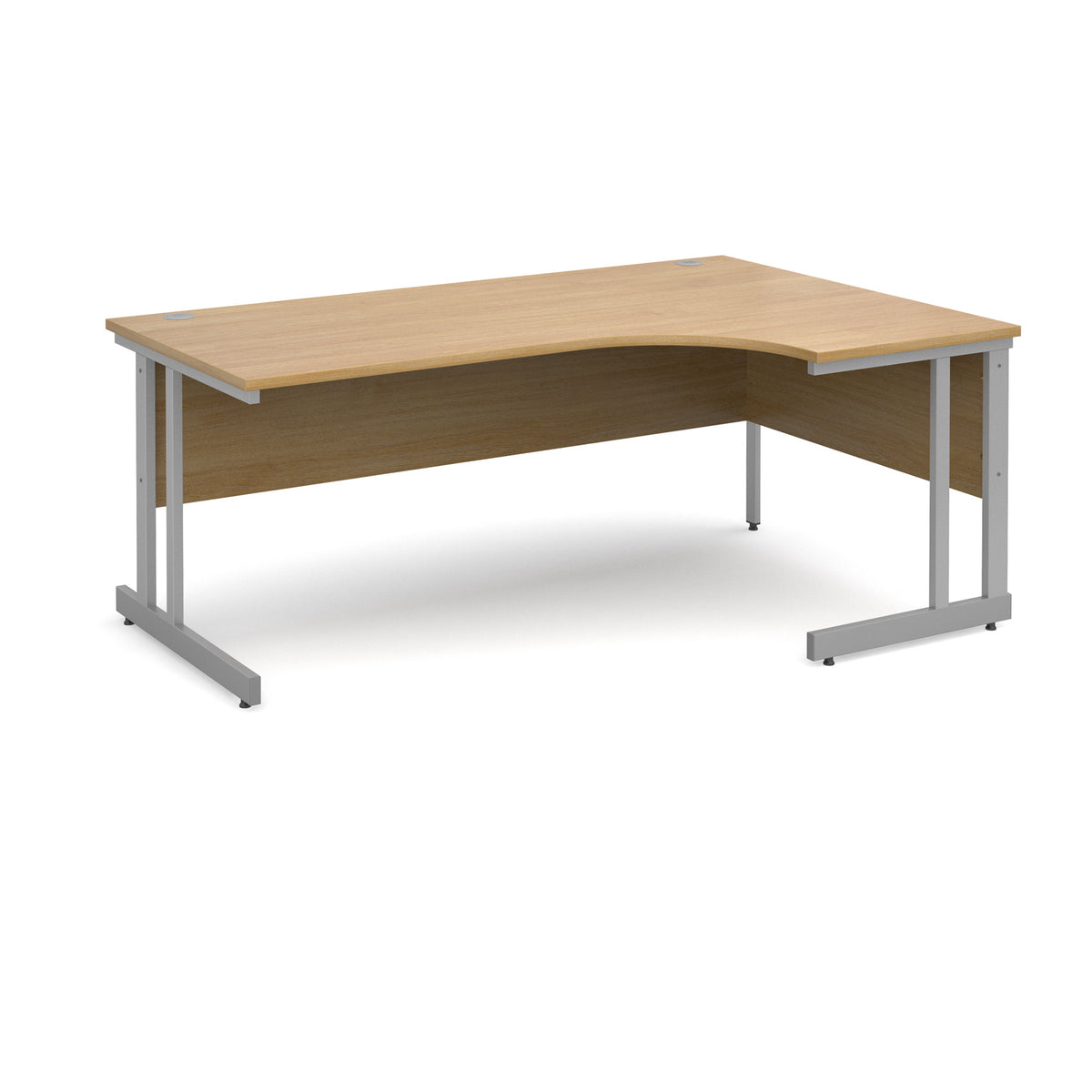 Momento right hand ergonomic desk 1800mm - silver cantilever frame, Oak Top - view 1