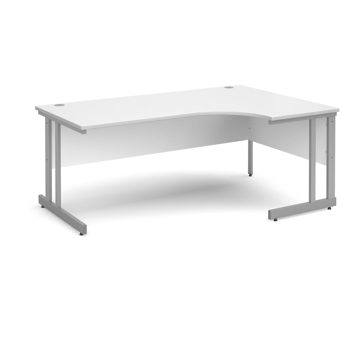 Momento right hand ergonomic desk 1800mm - silver cantilever frame, White Top - view 1