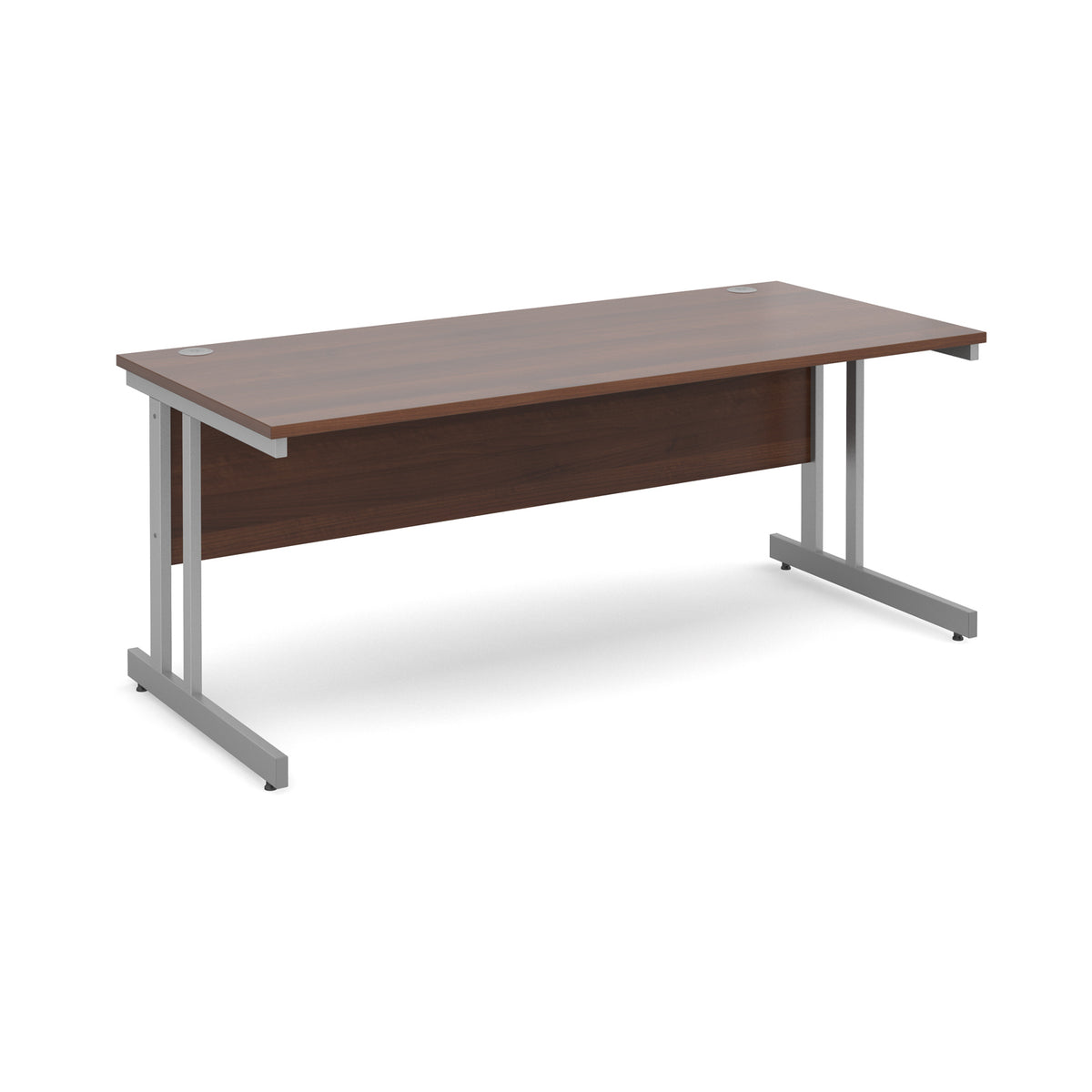Momento straight desk 1800mm x 800mm - silver cantilever frame, Walnut top - view 1