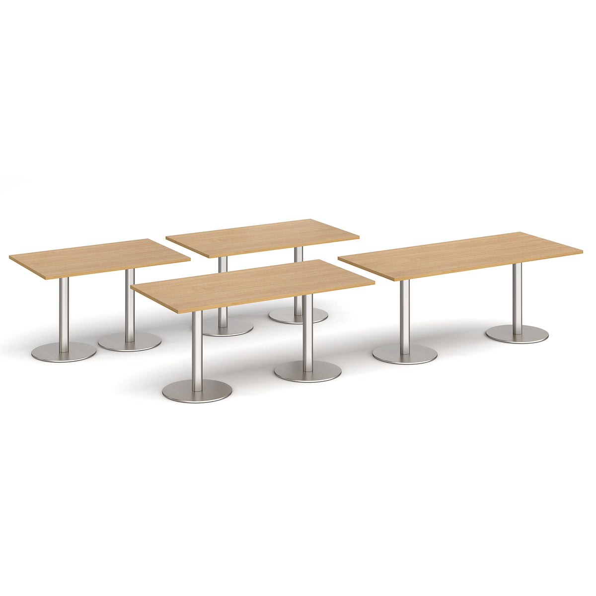 Monza rectangular dining table with flat round brushed steel bases 1200mm x 800mm - Beech - view 2