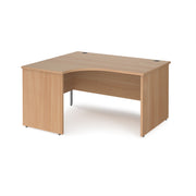 Maestro 25 left hand ergonomic desk 1400mm wide - Beech top with panel end leg - view 1