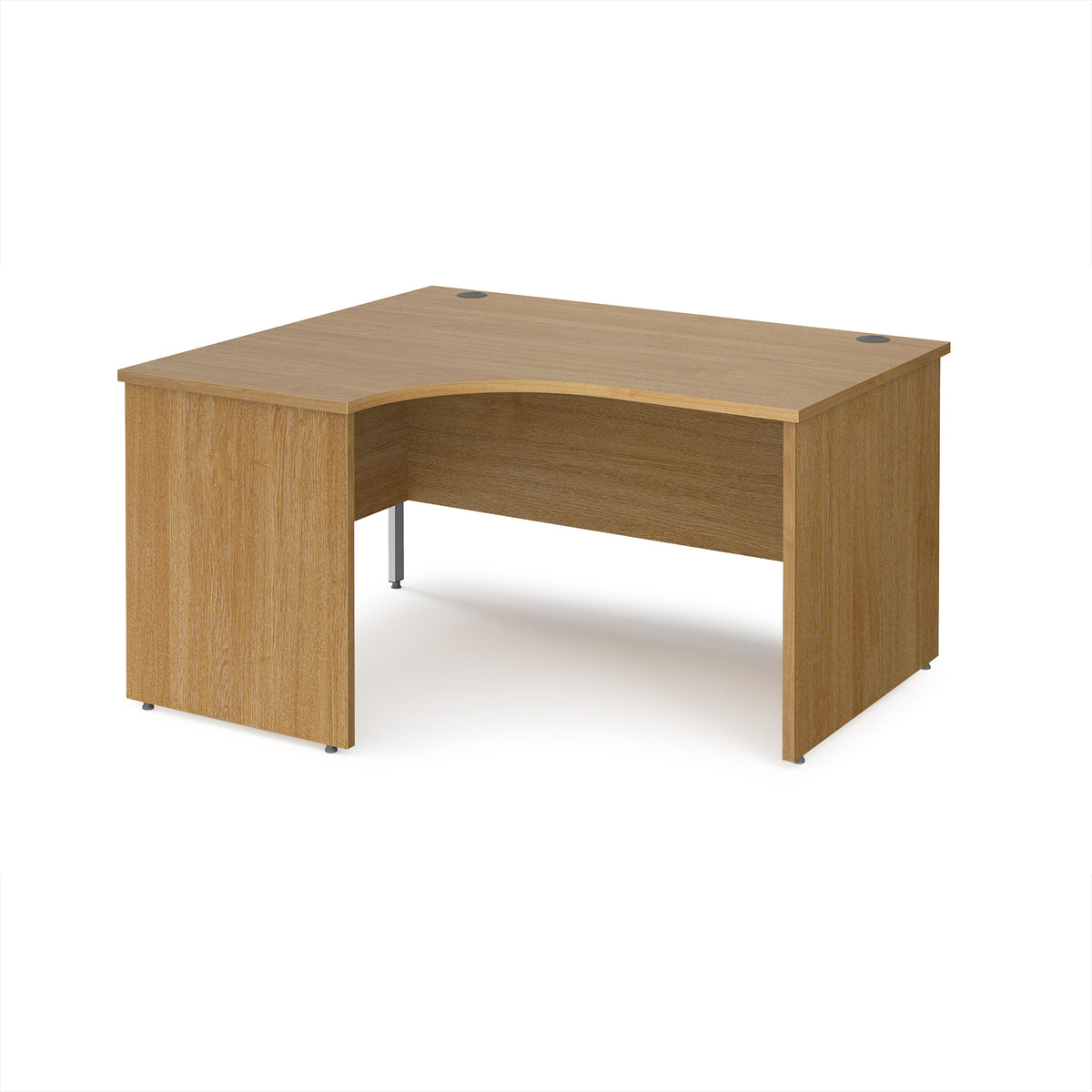 Maestro 25 left hand ergonomic desk 1400mm wide - Oak Top with panel end leg - view 1