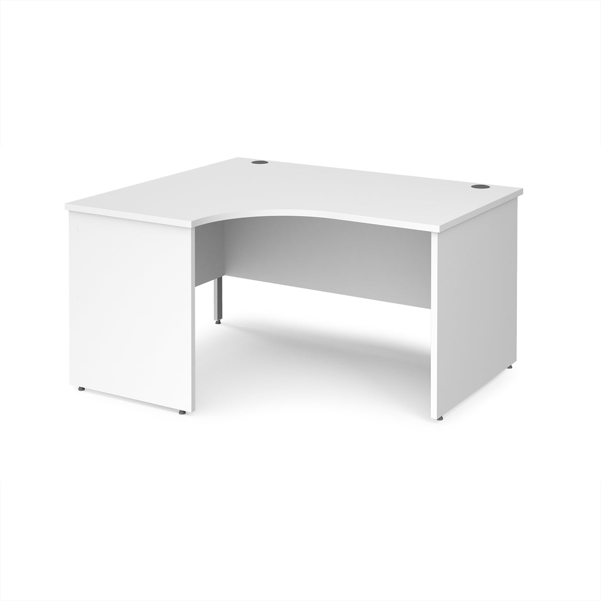Maestro 25 left hand ergonomic desk 1400mm wide - White Top with panel end leg - view 1
