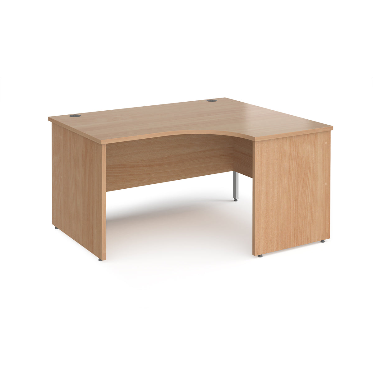 Maestro 25 right hand ergonomic desk 1400mm wide - Beech top with panel end leg - view 1