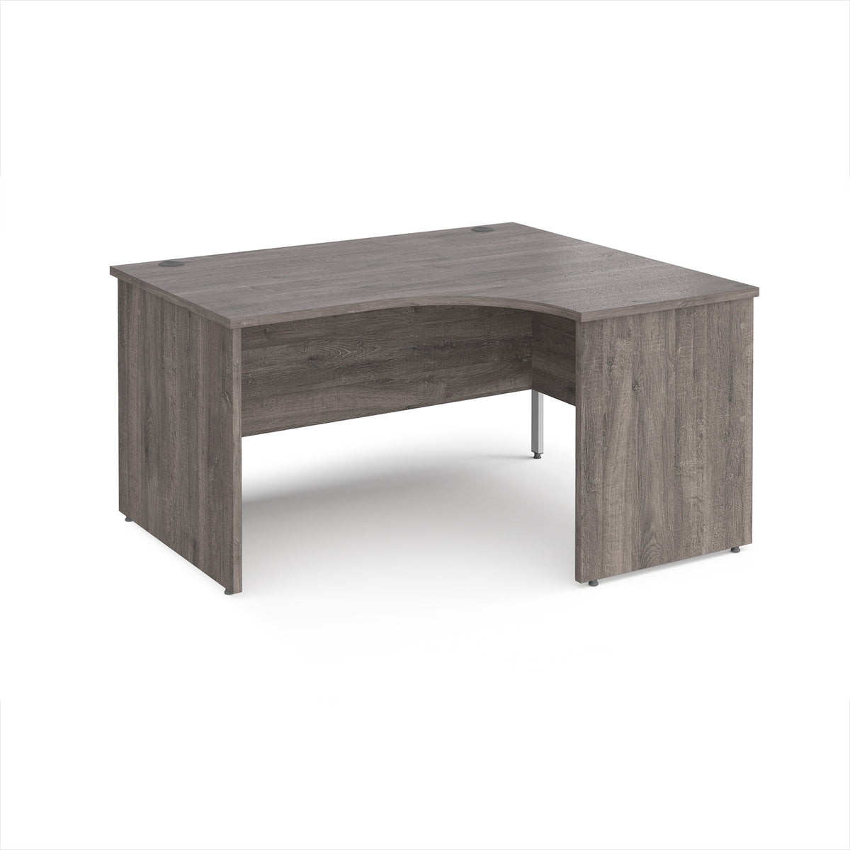 Maestro 25 right hand ergonomic desk 1400mm wide - Grey Oak Top with panel end leg - view 1
