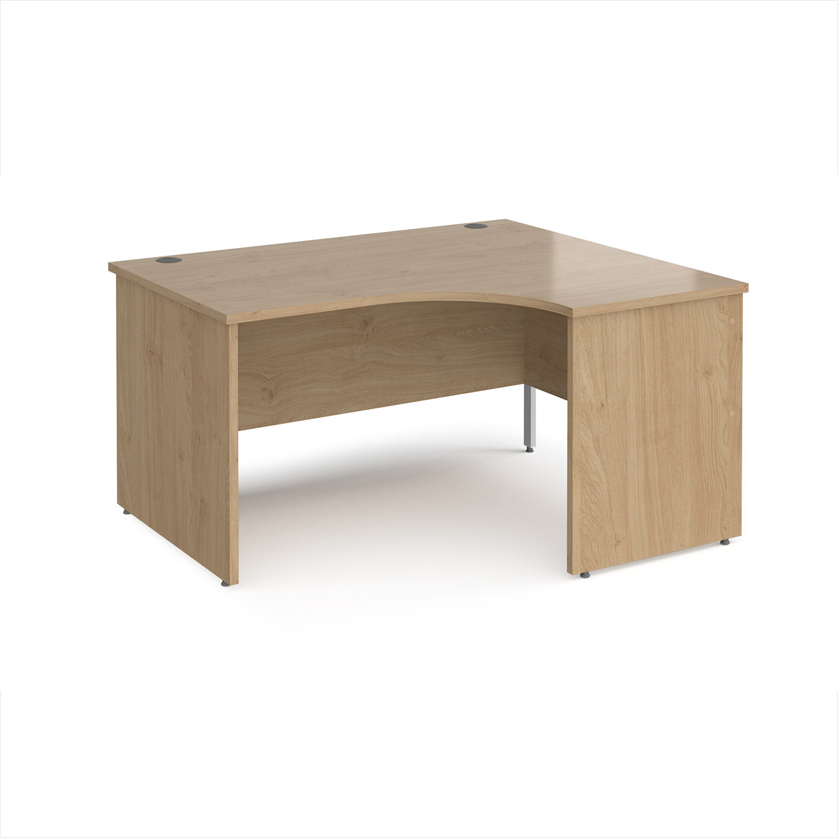 Maestro 25 right hand ergonomic desk 1400mm wide - Kendal Oak Top with panel end leg - view 1