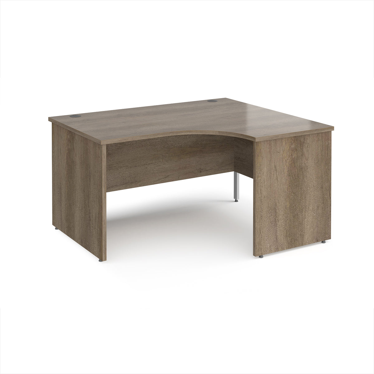 Maestro 25 right hand ergonomic desk 1400mm wide - Nebraska Oak Top with panel end leg - view 1