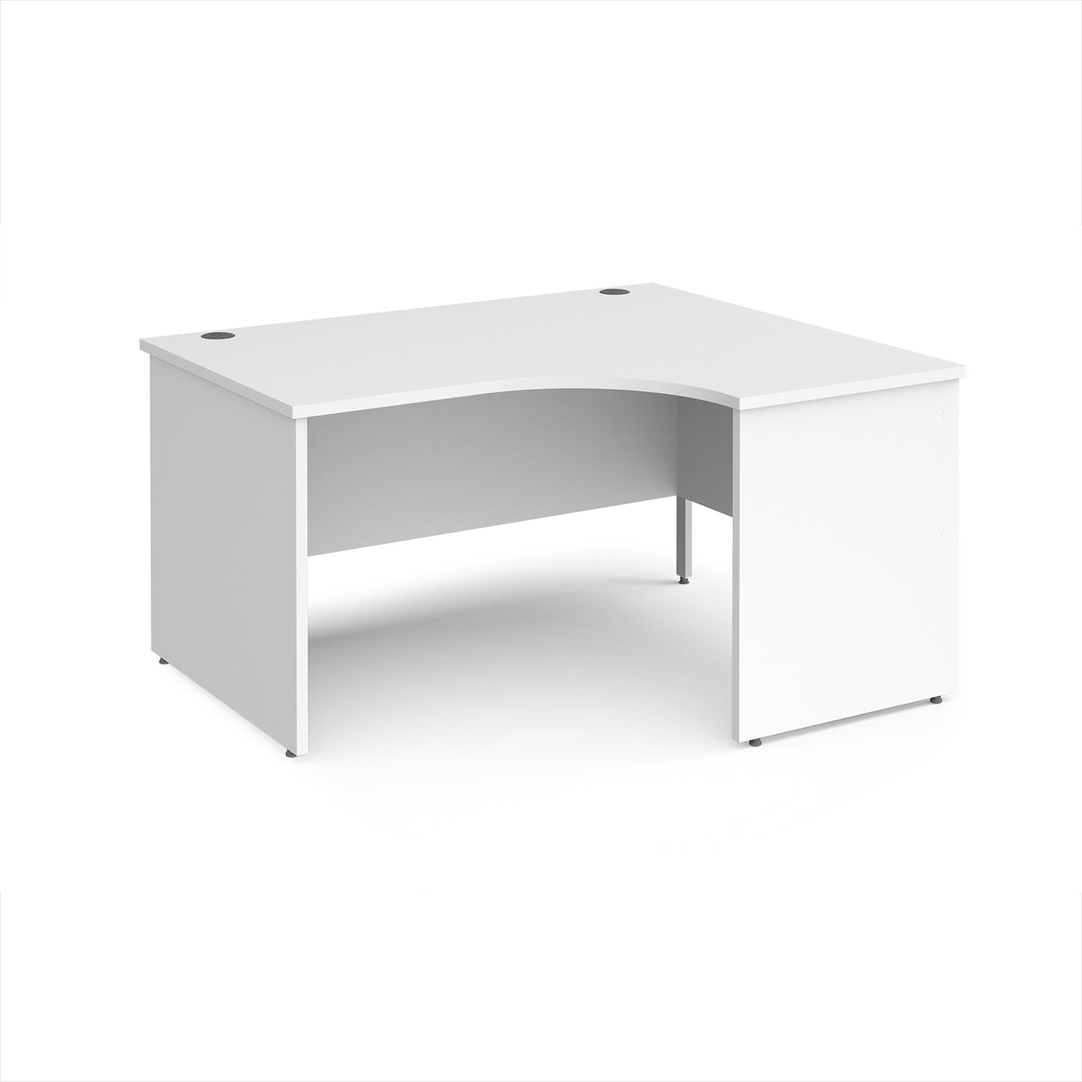 Maestro 25 right hand ergonomic desk 1400mm wide - White Top with panel end leg - view 1