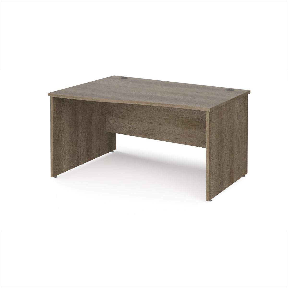 Maestro 25 left hand wave desk 1400mm wide - Nebraska Oak Top with panel end leg - view 1