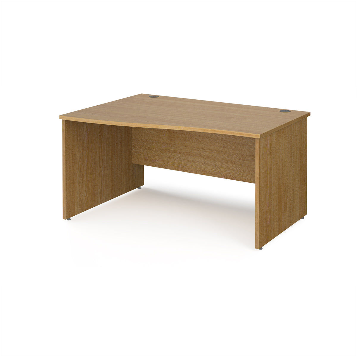 Maestro 25 left hand wave desk 1400mm wide - Oak Top with panel end leg - view 1