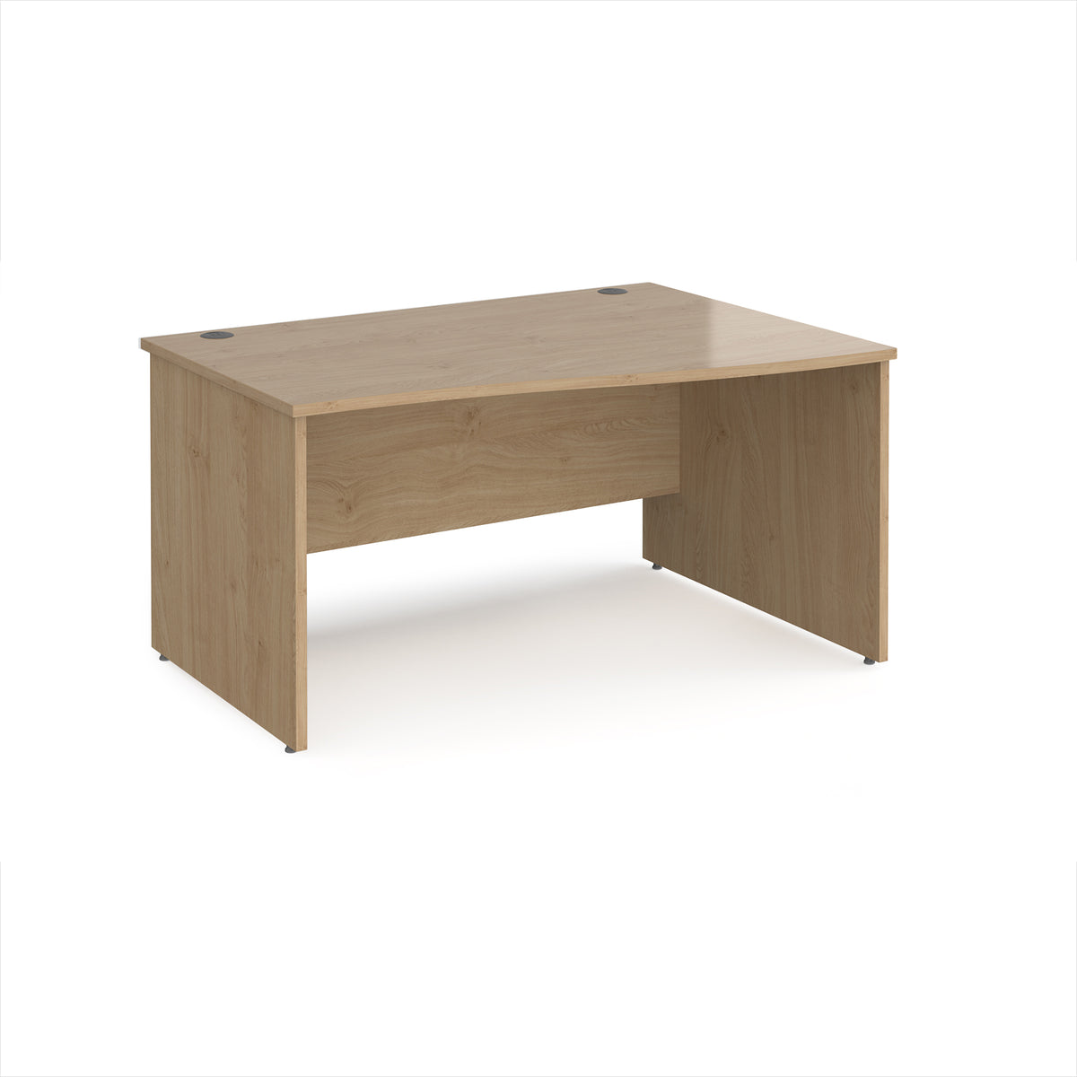 Maestro 25 right hand wave desk 1400mm wide - Kendal Oak Top with panel end leg - view 1