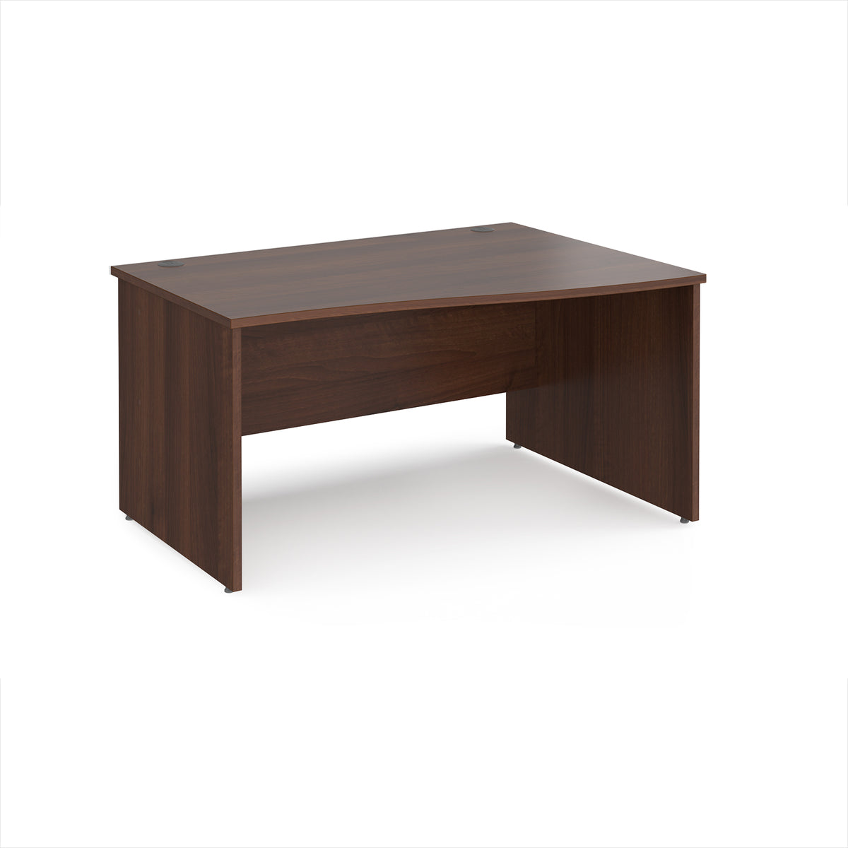 Maestro 25 right hand wave desk 1400mm wide - Walnut top with panel end leg - view 1