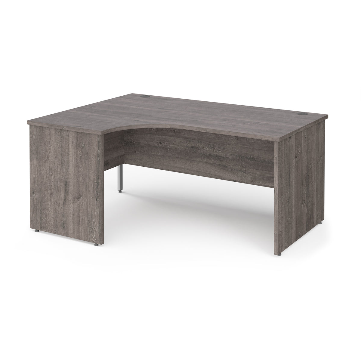 Maestro 25 left hand ergonomic desk 1600mm wide - Grey Oak Top with panel end leg - view 1