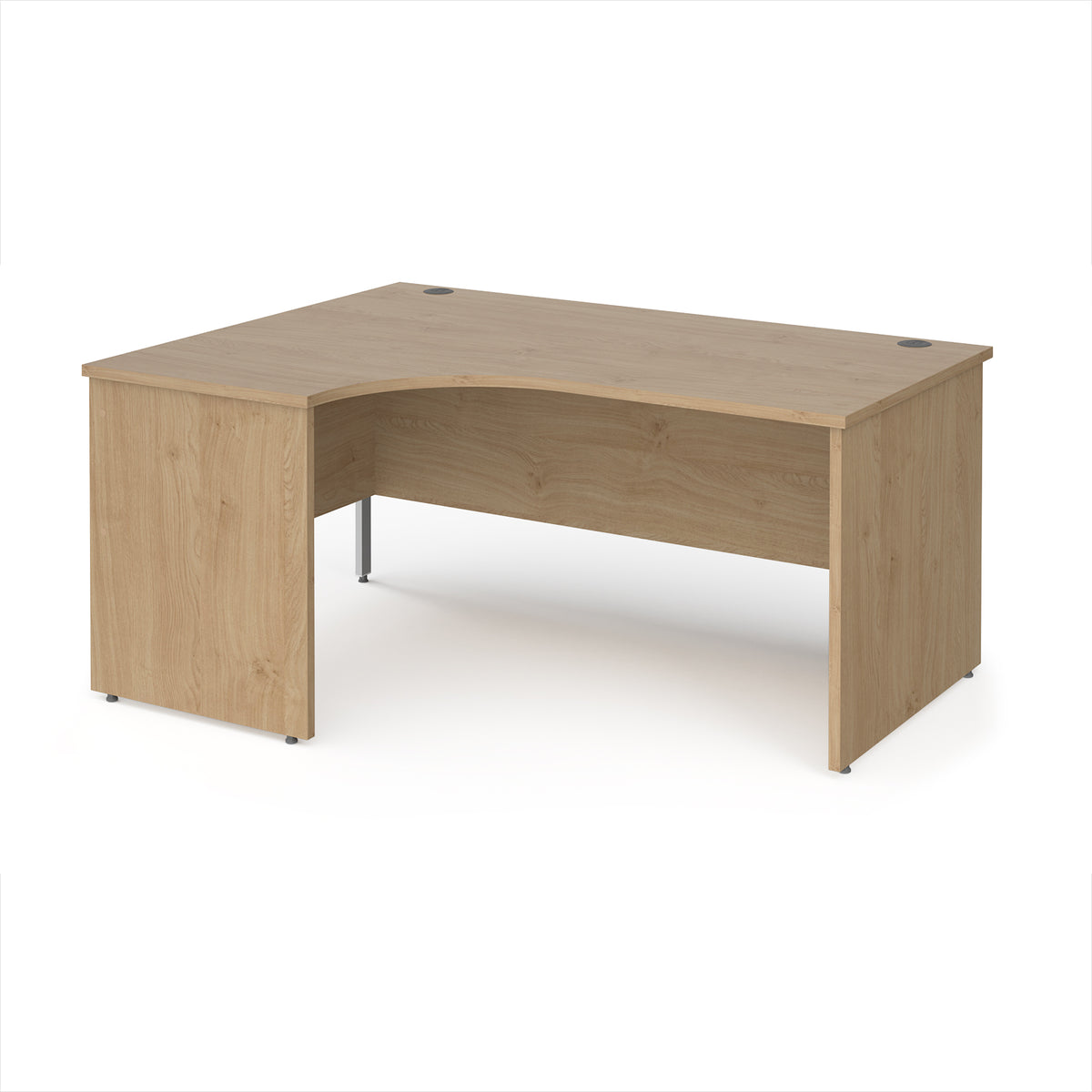 Maestro 25 left hand ergonomic desk 1600mm wide - Kendal Oak Top with panel end leg - view 1