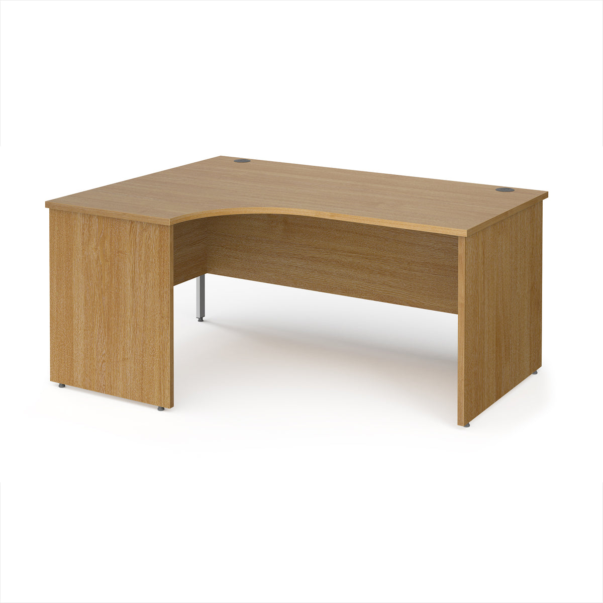 Maestro 25 left hand ergonomic desk 1600mm wide - Oak Top with panel end leg - view 1