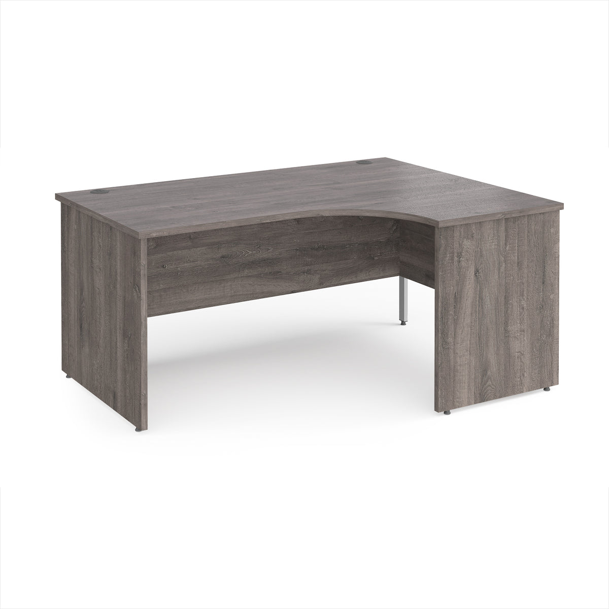 Maestro 25 right hand ergonomic desk 1600mm wide - Grey Oak Top with panel end leg - view 1