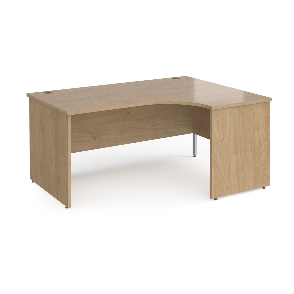 Maestro 25 right hand ergonomic desk 1600mm wide - Kendal Oak Top with panel end leg - view 1